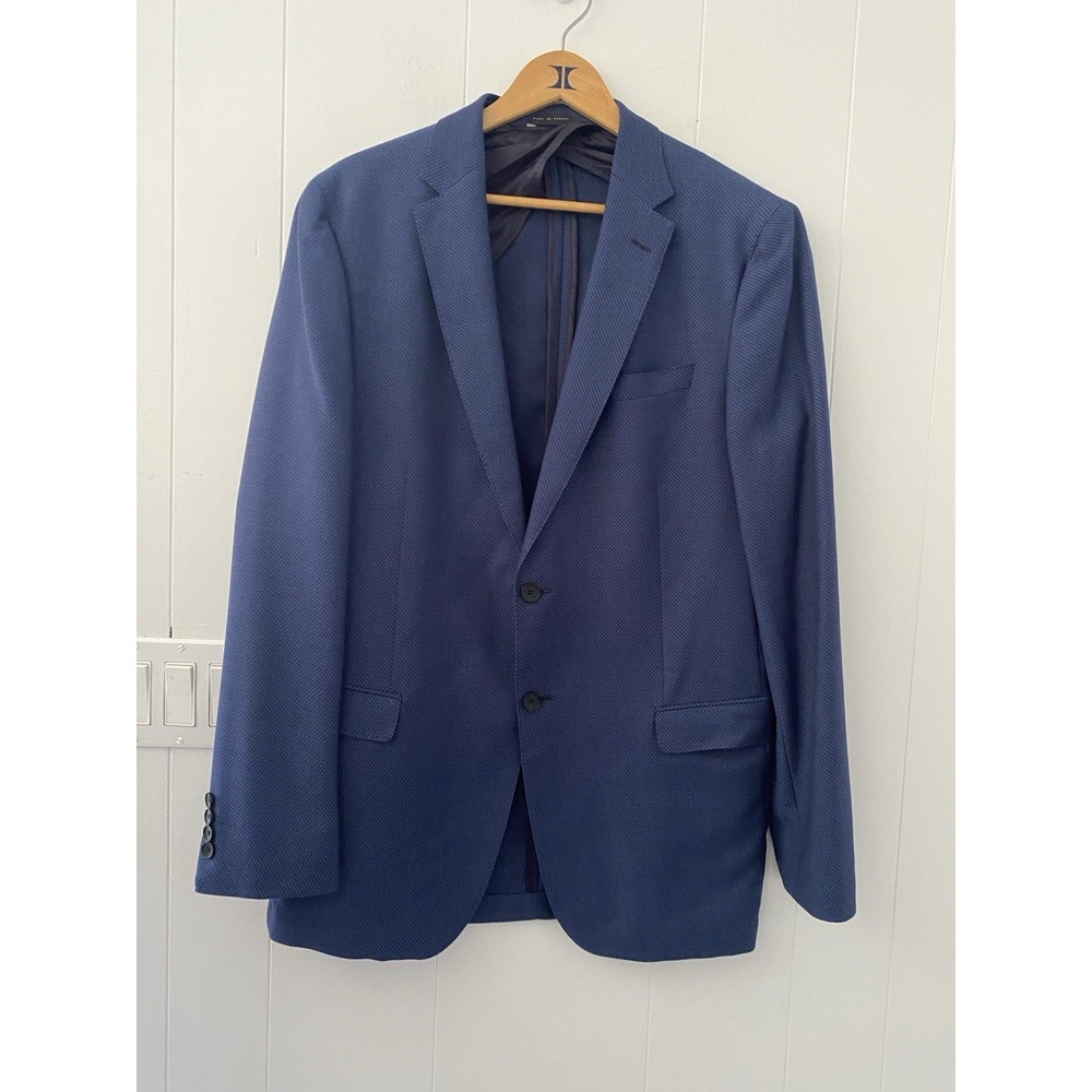 HUGO BOSS Marzotto Super 120s Virgin Wool Blazer Mens 44L Blue Slim Fit Nobis6